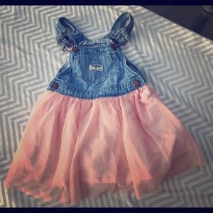 Girls 3t Oshkosh denim overalls pink tulle skirt